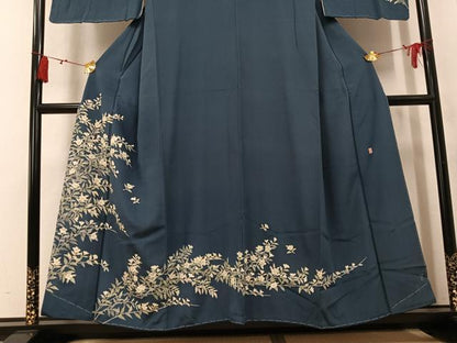 平和屋着物●本加賀友禅作家　柿本市郎　訪問着　草花文　正絹　逸品　AABK7154ph