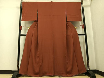 平和屋着物●上質な色無地　雀茶色　やまと誂製　正絹　逸品　AABK7156ph