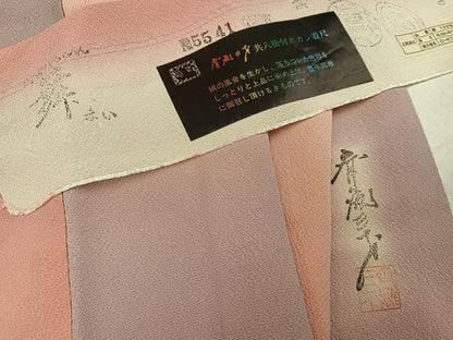 平和屋着物●染色作家　斉藤三才　小紋　霞文　暈し染め　反端付き　正絹　逸品　AABK7157ph