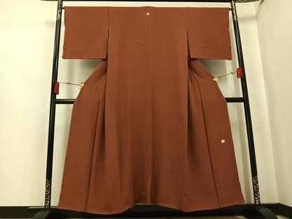 平和屋着物●上質な色無地　作家物　幻の染　岩石染　雀茶色　正絹　逸品　AABK7159ph