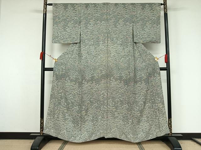 平和屋着物▽訪問着　単衣　草花文　正絹　逸品　AABK7161jh
