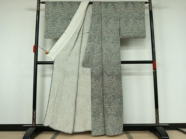 平和屋着物▽訪問着　単衣　草花文　正絹　逸品　AABK7161jh