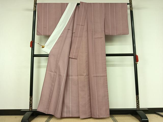 平和屋着物▽小紋　単衣　縞　洗える着物　AABK7162jh