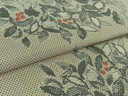 平和屋着物▽本場大島紬　白大島　単衣　9マルキ　草花文　正絹　逸品　AABK7164jh