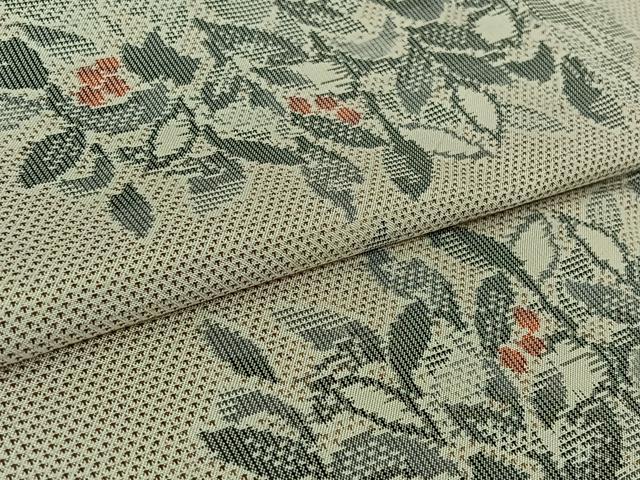 平和屋着物▽本場大島紬　白大島　単衣　9マルキ　草花文　正絹　逸品　AABK7164jh