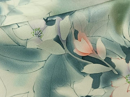 平和屋着物▽訪問着　単衣　手描き　草花文　暈し染め　正絹　逸品　AABK7165jh
