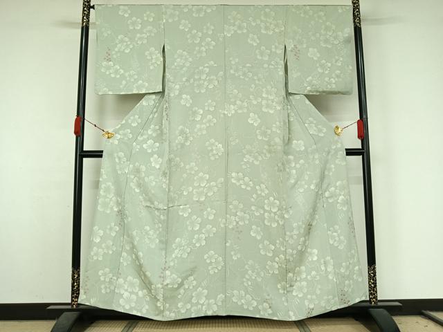 平和屋着物▽上質な小紋　単衣　地紋起こし　葡萄唐草文　三越扱い　正絹　逸品　AABK7167jh