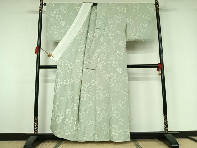 平和屋着物▽上質な小紋　単衣　地紋起こし　葡萄唐草文　三越扱い　正絹　逸品　AABK7167jh