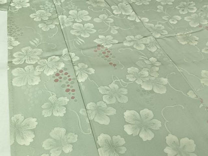 平和屋着物▽上質な小紋　単衣　地紋起こし　葡萄唐草文　三越扱い　正絹　逸品　AABK7167jh