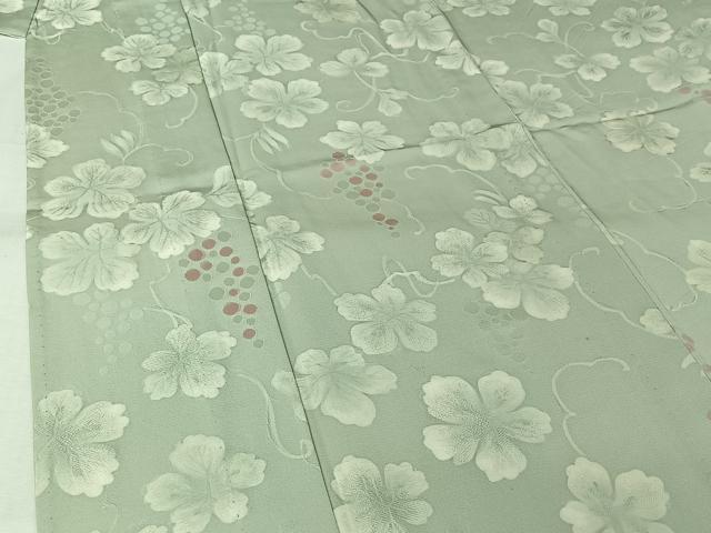 平和屋着物▽上質な小紋　単衣　地紋起こし　葡萄唐草文　三越扱い　正絹　逸品　AABK7167jh