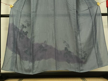 平和屋着物▽訪問着　無双　紗袷　紗×絽　手描き　花唐草文　暈し染め　銀彩　正絹　逸品　未使用　AABK7168jh