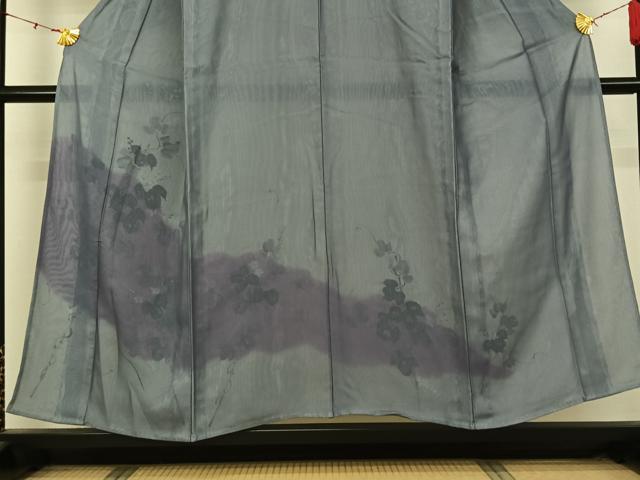 平和屋着物▽訪問着　無双　紗袷　紗×絽　手描き　花唐草文　暈し染め　銀彩　正絹　逸品　未使用　AABK7168jh