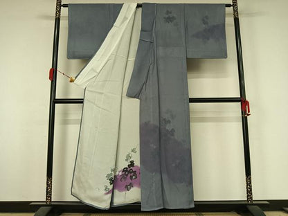 平和屋着物▽訪問着　無双　紗袷　紗×絽　手描き　花唐草文　暈し染め　銀彩　正絹　逸品　未使用　AABK7168jh
