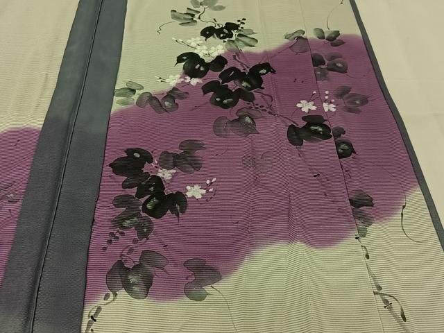 平和屋着物▽訪問着　無双　紗袷　紗×絽　手描き　花唐草文　暈し染め　銀彩　正絹　逸品　未使用　AABK7168jh