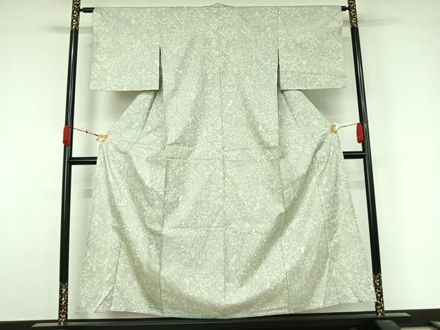 平和屋着物▽お召　単衣　霞文　正絹　逸品　AABK7169jh