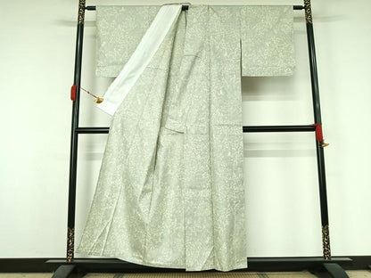 平和屋着物▽お召　単衣　霞文　正絹　逸品　AABK7169jh