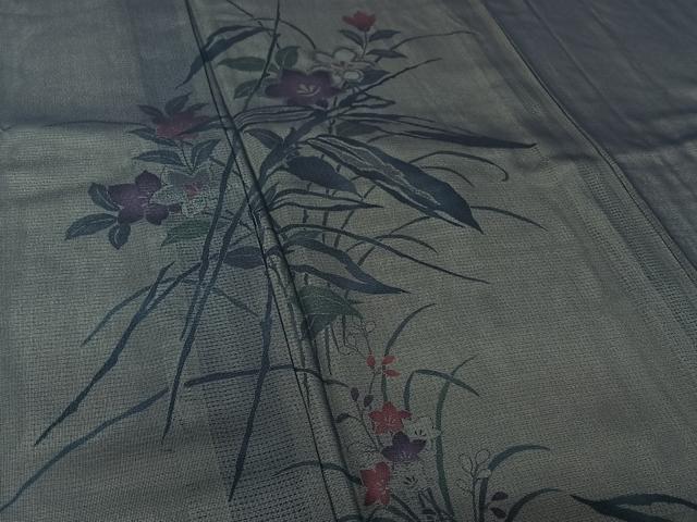平和屋着物▽訪問着　無双　紗袷　紗×絽　草花文　銀彩　松坂屋扱い　正絹　逸品　AABK7170jh