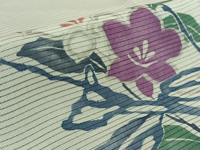 平和屋着物▽訪問着　無双　紗袷　紗×絽　草花文　銀彩　松坂屋扱い　正絹　逸品　AABK7170jh