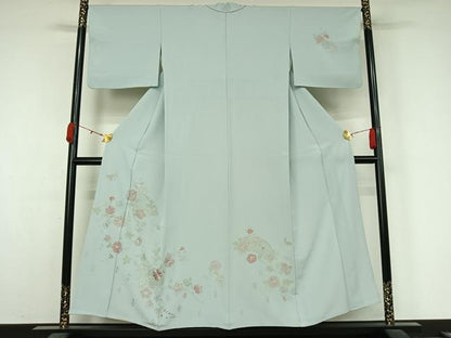 平和屋着物▽訪問着　単衣　中国三大刺繍　汕頭刺繍　スワトウ刺繍　総刺繍　地紙花文　正絹　逸品　AABK7172jh