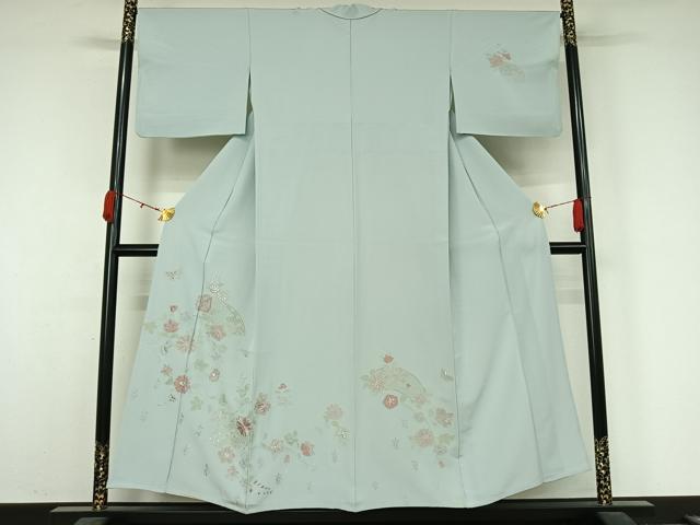 平和屋着物▽訪問着　単衣　中国三大刺繍　汕頭刺繍　スワトウ刺繍　総刺繍　地紙花文　正絹　逸品　AABK7172jh