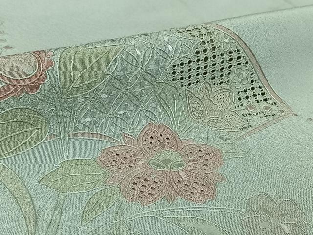 平和屋着物▽訪問着　単衣　中国三大刺繍　汕頭刺繍　スワトウ刺繍　総刺繍　地紙花文　正絹　逸品　AABK7172jh