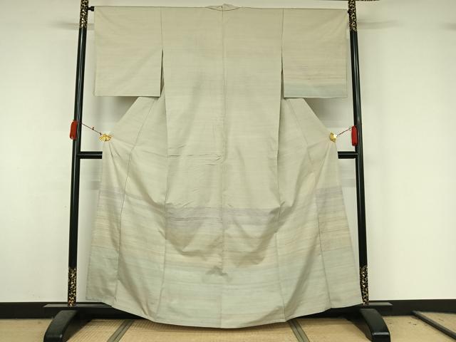 平和屋着物▽紅花紬　米沢　訪問着　単衣　横段文　伊勢丹扱い　正絹　逸品　AABK7176jh