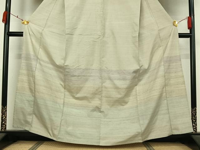 平和屋着物▽紅花紬　米沢　訪問着　単衣　横段文　伊勢丹扱い　正絹　逸品　AABK7176jh