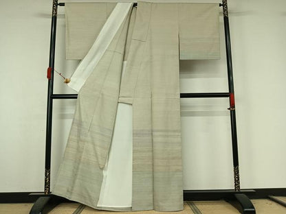 平和屋着物▽紅花紬　米沢　訪問着　単衣　横段文　伊勢丹扱い　正絹　逸品　AABK7176jh