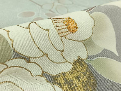 平和屋着物▽訪問着　単衣　中国三大刺繍　相良刺繍　友禅　草花文　暈し染め　金彩　ロング丈　正絹　逸品　AABK7177jh