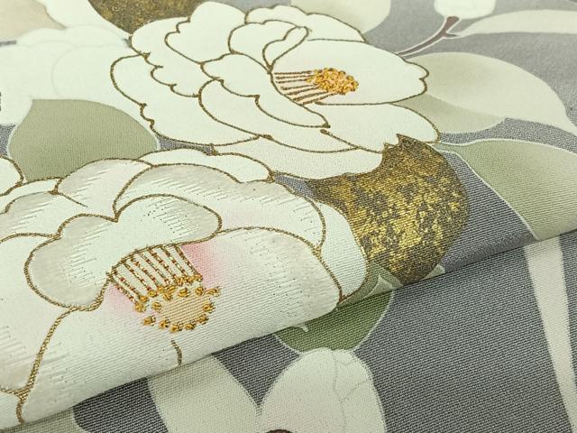 平和屋着物▽訪問着　単衣　中国三大刺繍　相良刺繍　友禅　草花文　暈し染め　金彩　ロング丈　正絹　逸品　AABK7177jh