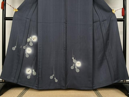 平和屋着物▽訪問着　単衣　刺繍　蛍暈し　瓢箪花文　金彩　金銀糸　正絹　逸品　AABK7179jh