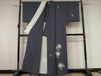 平和屋着物▽訪問着　単衣　刺繍　蛍暈し　瓢箪花文　金彩　金銀糸　正絹　逸品　AABK7179jh