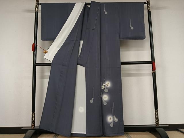 平和屋着物▽訪問着　単衣　刺繍　蛍暈し　瓢箪花文　金彩　金銀糸　正絹　逸品　AABK7179jh