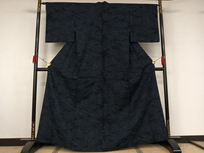 平和屋着物▽結城紬　単衣　80亀甲　花尽くし文　正絹　逸品　AABK7181jh