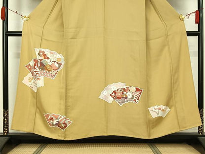 平和屋着物▽訪問着　単衣　地紙花文　金彩　正絹　逸品　AABK7184jh