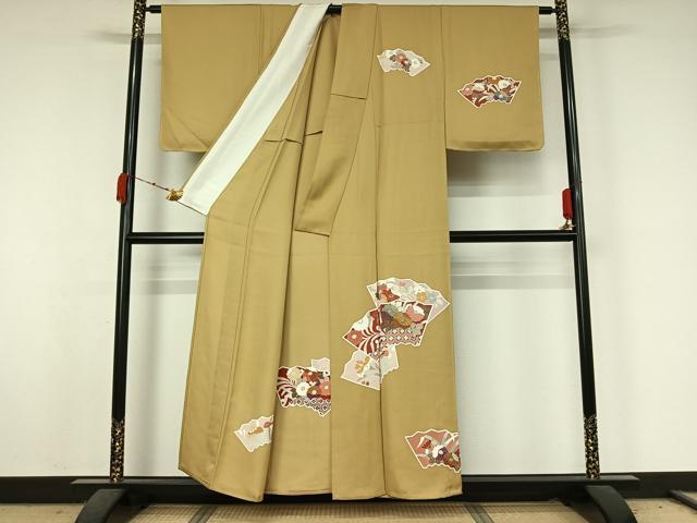 平和屋着物▽訪問着　単衣　地紙花文　金彩　正絹　逸品　AABK7184jh