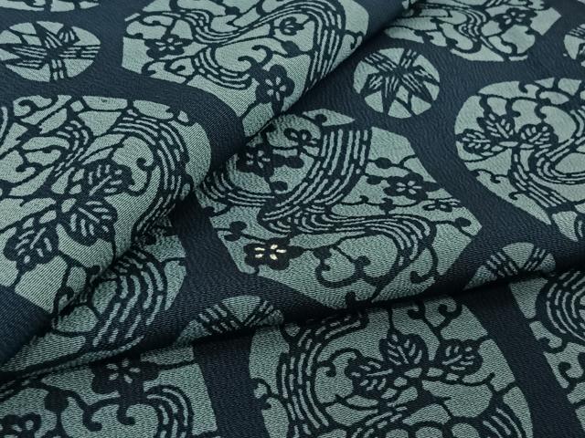 平和屋着物▽上質な小紋　単衣　藍　型染め　流水　松竹梅　正絹　逸品　未使用　AABK7186jh