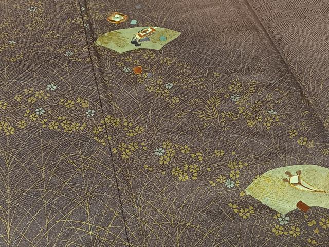 平和屋着物▽訪問着　単衣　駒刺繍　地紙宝尽くし文　暈し染め　金銀彩　正絹　逸品　未使用　AABK7192jh