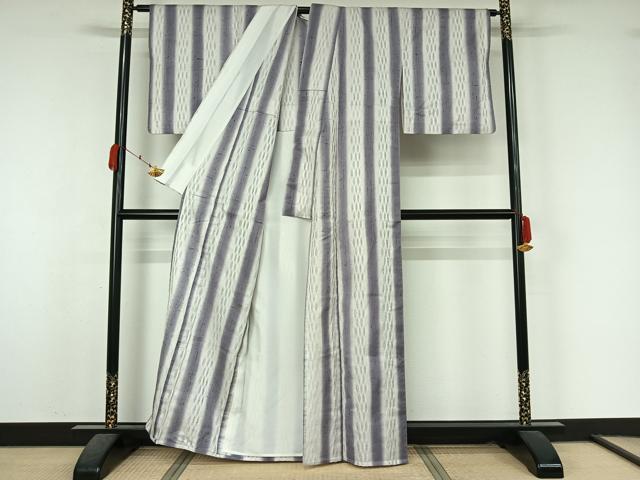 平和屋着物▽十日町 名門青柳謹製　赤城紬　単衣　櫛引織り　草木染　間道　反端付き　正絹　逸品　AABK7194jh