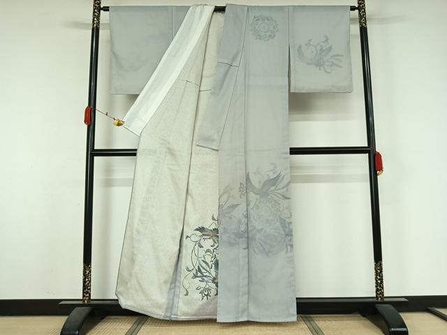 平和屋着物▽訪問着　無双　紗袷　紗×紗　手描き　鳳凰花文　正絹　逸品　AABK7195jh
