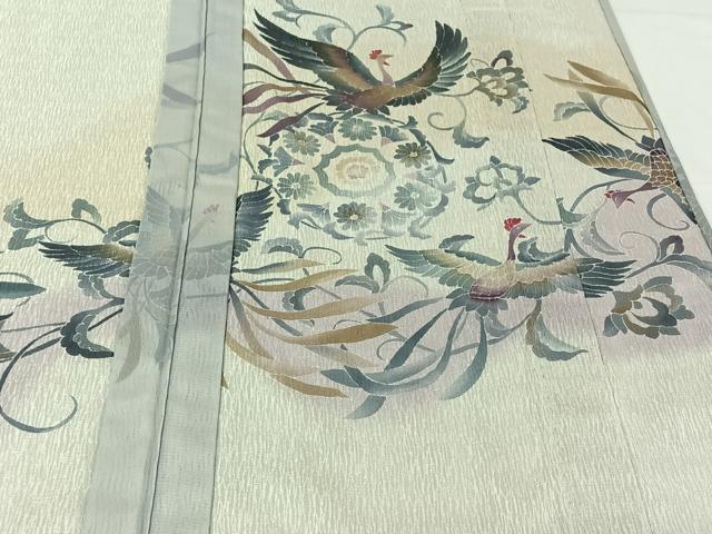 平和屋着物▽訪問着　無双　紗袷　紗×紗　手描き　鳳凰花文　正絹　逸品　AABK7195jh