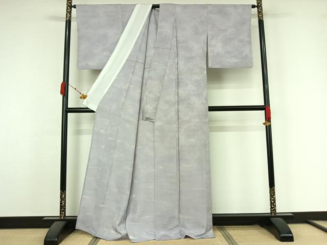 平和屋着物▽京友禅作家　黒島敏　小紋　単衣　霞文　反端付き　正絹　逸品　AABK7200jh