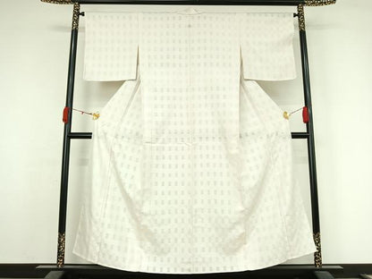 平和屋着物▽沖縄県最高級織物　夏物　首里花倉織　首里織　花織・絽織・紗織　紬　単衣　幾何学文様　正絹　逸品　AABK7201jh