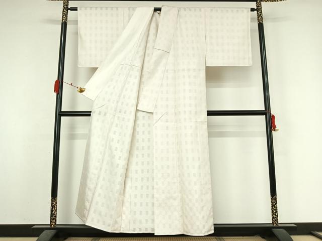 平和屋着物▽沖縄県最高級織物　夏物　首里花倉織　首里織　花織・絽織・紗織　紬　単衣　幾何学文様　正絹　逸品　AABK7201jh
