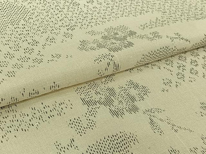 平和屋着物▽上質な紬　単衣　雲取り花文　正絹　逸品　AABK7206jh