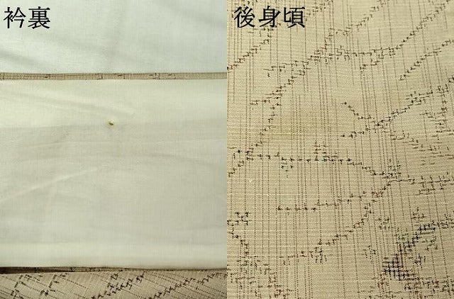平和屋着物▽上質な紬　単衣　枝葉文　正絹　逸品　AABK7208jh