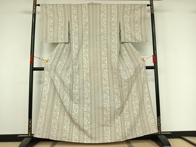 平和屋着物▽本塩沢　単衣　180亀甲　花間道　正絹　逸品　AABK7210jh