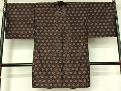平和屋着物▽羽織　スリーシーズン　春夏秋　塵除け　舞花文　ロング丈　正絹　逸品　未使用　AABK7212jh