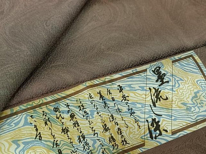 平和屋着物▽上質な小紋　単衣　墨流し染　丹後ちりめん　反端付き　正絹　逸品　AABK7213jh