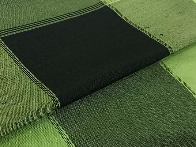 平和屋着物▽上質な紬　単衣　格子　正絹　逸品　AABK7214jh